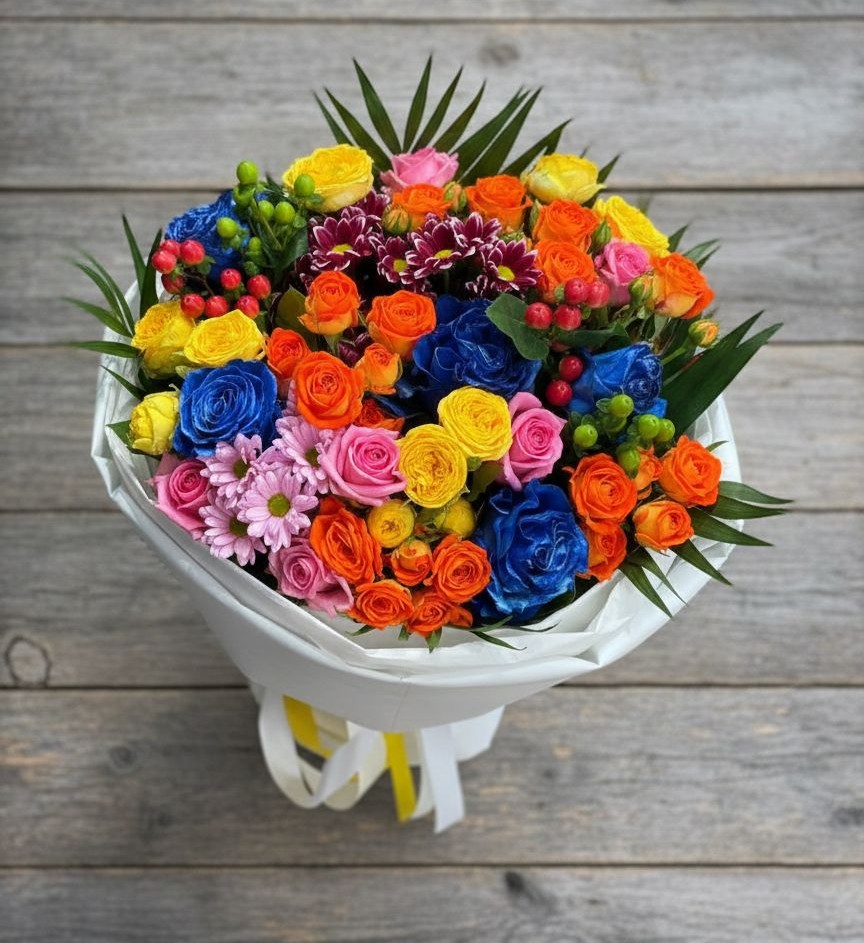 Букет цветов из: Розы и Хризантемы в Новоульяновском