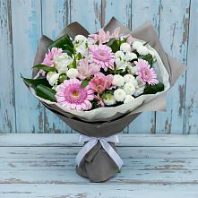 Букет цветов из:  Герберы, Альстромерии и Хризантемы в Новоульяновском