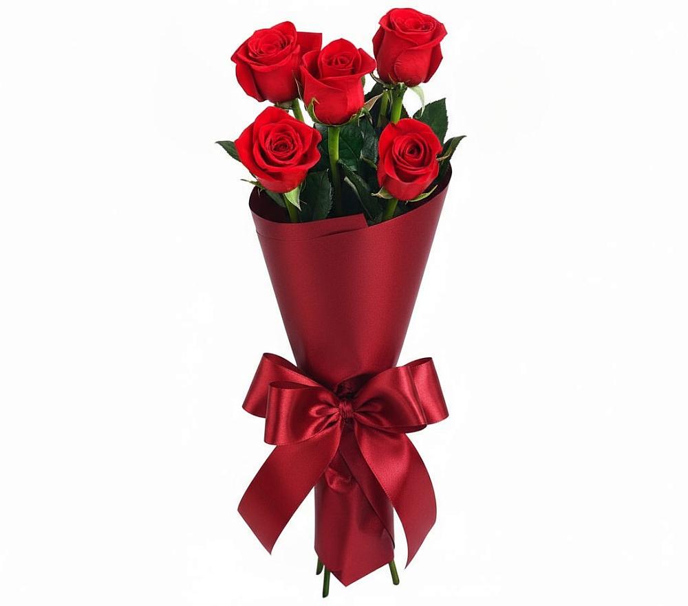 Букет 5 Красных роз Эдлесс Лав в Новоульяновском