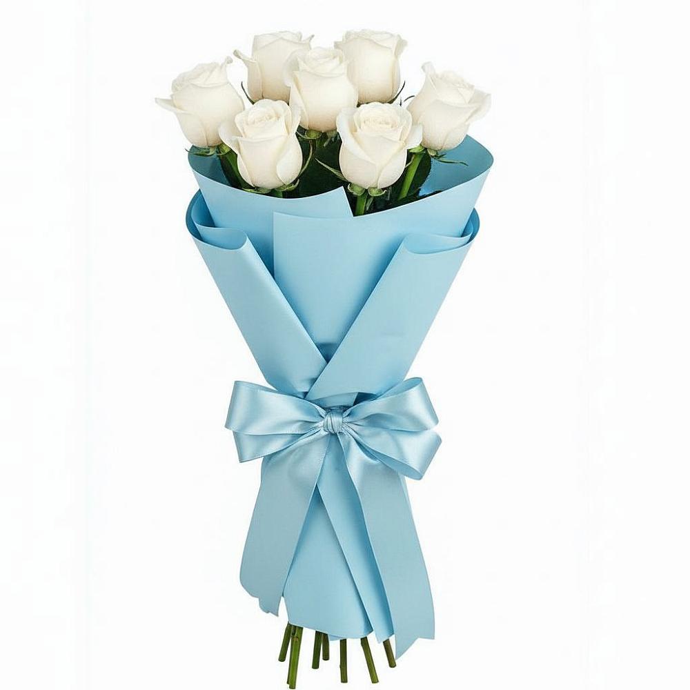 Букет 7 белых роз Проуд в Новоульяновском