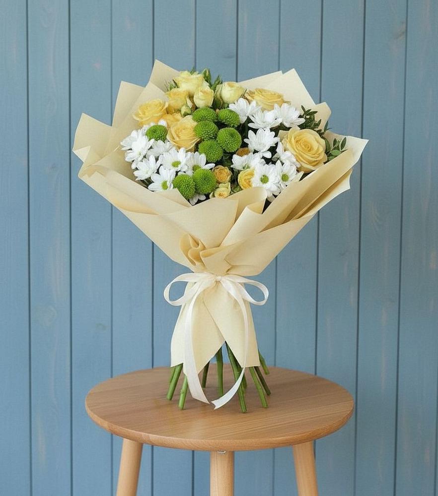 Букет цветов из: Хризантемы и Розы в Новоульяновском