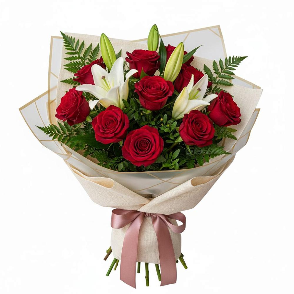 Букет цветов из: Лилии и Розы в Новоульяновском