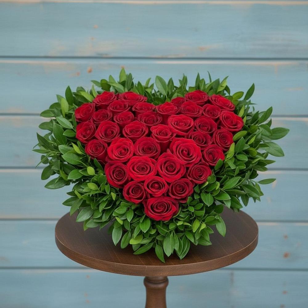 Цветочная композиция из Розы в виде сердца в Новоульяновском