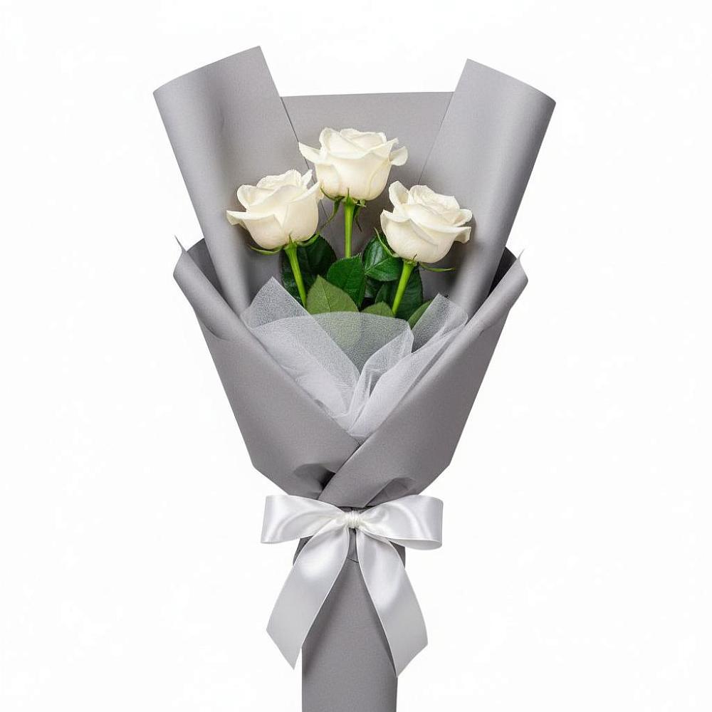 Букет 3 белые розы в Новоульяновском