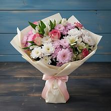 Букет цветов из:  Хризантемы, Альстромерии и Розы в Новоульяновском