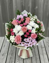 Букет цветов из:  Альстромерии, Гвоздики, Розы и Хризантемы в Новоульяновском