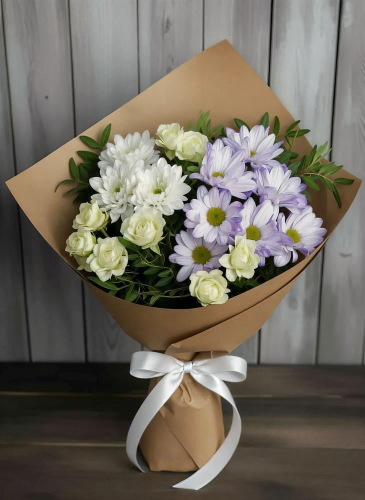 Букет цветов из: Хризантемы и Розы в Новоульяновском